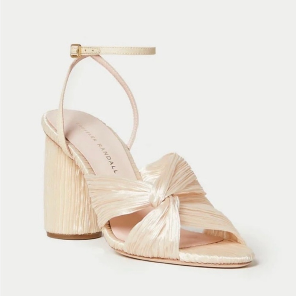 NEW Loeffler Randall Reed Pleated Twist Sandal in Almond